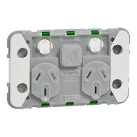 Clipsal Iconic, Connected Smart Socket Wiser, Grid Horizontal Twin, 10A, 250V