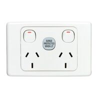 2000 Series, Surge Protected Socket Outlet, 1 Pole, 250V, 10A - White Electric