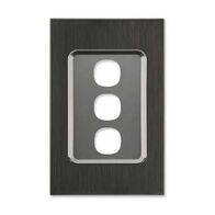 Saturn Series, Switch Grid Plate and Cover, 3 Gang, Vertical/Horizontal Mount - Horizon Black