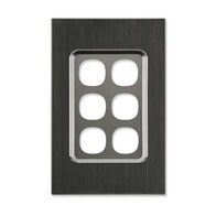 Saturn Series, Switch Grid Plate and Cover, 6 Gang, Vertical/Horizontal Mount - Horizon Black