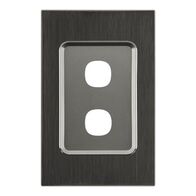 Saturn Series, Switch Grid Plate and Cover, 2 Gang, Vertical/Horizontal Mount - Horizon Black
