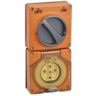 Clipsal - 56 Series, Switched Socket, Surface IP66 5 PIN 20A Less Enclosure - Resistant Orange