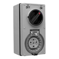 Clipsal - 56 Series, Switched Socket Outlet, 500V, 20A, 5 Round PIN, IP66, 3 Pole, Vertical - Resistant Orange