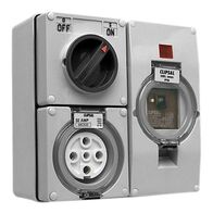 Clipsal - 56 Series, RCD Protected Switched Socket Outlet, 500V 32A 5 Round PIN, IP66 3 Pole, 30mA RCD - Resistant Orange