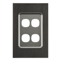 Saturn Series, Switch Grid Plate and Cover, 4 Gang, Vertical/Horizontal Mount - Horizon Black