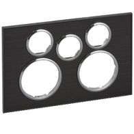 Saturn Series, Cover Socket Outlet, Twin switched, Extra switch aperture, Horizontal - Horizon Black