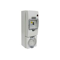 Clipsal - 56 Series, RCD Protected Socket Outlet, 250V, 10A, 3 Flat PIN, IP66, 30mA Surface Mount - Grey
