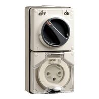 Clipsal - 56 Series, Switched Socket Outlet, 250V, 32A, 3 Round PIN, IP66, 1 Pole - Resistant White Electric