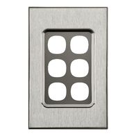 Saturn Series, Switch Grid Plate and Cover, 6 Gang, Vertical/Horizontal Mount - Horizon Silver
