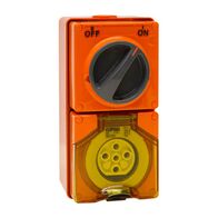 Clipsal - 56 Series, Switched Socket Outlet, 500V, 20A, 5 Round PIN, IP66, 3 Pole, Surface Mount - Resistant White Electric