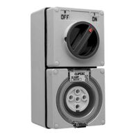 Clipsal - 56 Series, Switched Socket Outlet, 500V, 10A, 5 Round PIN, IP66, 3 Pole - Chemical Grey