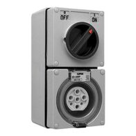 Clipsal - 56 Series, Switched Socket Outlet, 500V, 20A, 7 Round PIN, IP66, 3 Pole, Surface Mount - Resistant Orange