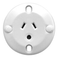 Standard Series, Single Socket Outlet, 250VAC, 10A, 3 PIN, Flush Mount, Round Earth Pin - White Electric