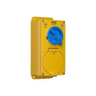 Metal Clad, Switch Socket Outlet Combination, 2 Gang, 250V, 2 Pole, 3 Flat Pins