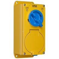 Metal Clad, Switched Socket Outlet Combination, 2 Gang, 32A, 500V, 4 Round Socket