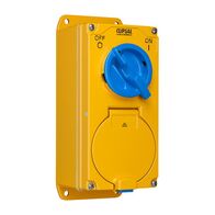 Metal Clad, Switched Socket Outlet Combination, 2 Gang, 250V, 2 Pole, 3 Sockets