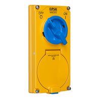 Metal Clad, Switched Socket Outlet Combination, 2 Gang, 10A, 250V, 3 Flat Socket
