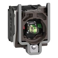 Harmony XB4, Complete body/contact assembly and light block, metal, universal LED, body/fixing collar, 1NO + 1NC, 24V AC DC