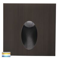 Reces Antique Brass Square TRI Colour Recessed LED Step Light