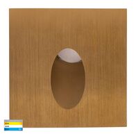 Reces Brass Square TRI Colour Recessed LED Step Light