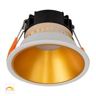 Gleam White with Gold Insert Fixed Dim to Warm LED Downlight