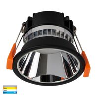 Gleam Black with Chrome Insert Tri Colour Fixed Deep LED Downlight