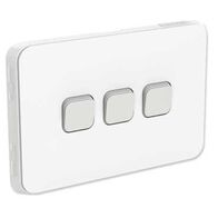 Clipsal Iconic, Flush Switch, Horizontal Mount, 3 Gang, 1-Way/2-Way, 230/240V 10AX - Vivid White
