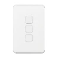 Clipsal Iconic, Gridplate and Skin, 3 Gang, Vertical/Horizontal - Vivid White