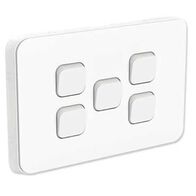 Clipsal Iconic, Flush Switch, Horizontal Mount, 5 Gang, 1-Way/2-Way, 230/240V 10AX - Vivid White