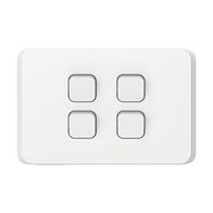 Clipsal Iconic, Flush Switch, Horizontal Mount, 4 Gang, 1-Way/2-Way, 230/240V 10AX - Vivid White