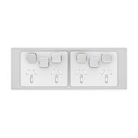 Clipsal Iconic, Styl Quad Power Point Skin with 2 extra switches, Horizontal Mount, 10A, 250V - Silver
