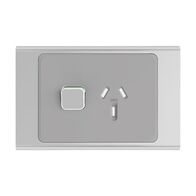 Clipsal Iconic, Styl Single Power Point Skin, Horizontal Mount, 250V, 10A - Silver
