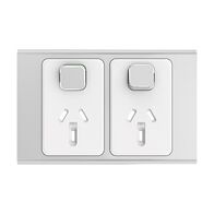 Clipsal Iconic, Styl Double Power Point Skin, Horizontal Mount, 250V, 10A - Silver