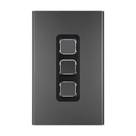 Clipsal Iconic, Styl Switch Plate Skin, Vertical/Horizontal, 3 Gang - Silver Shadow