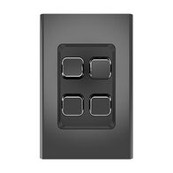 Clipsal Iconic, Styl Switch Plate Skin, Vertical/Horizontal, 4 Gang - Silver Shadow