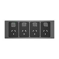 Clipsal Iconic, Styl Quad Power Point Skin, Horizontal Mount, 250V, 10A - Silver Shadow