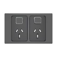 Clipsal Iconic, Styl Double Power Point Skin, Horizontal Mount, 250V, 10A - Silver Shadow