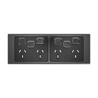 Clipsal Iconic, Styl Quad Power Point Skin with 2 extra switches, Horizontal Mount, 10A, 250V - Silver Shadow