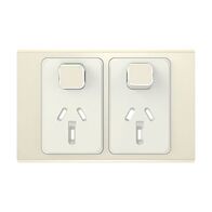 Clipsal Iconic, Styl Double Power Point Skin, Horizontal Mount, 250V, 10A - Crowne