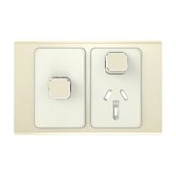 Clipsal Iconic, Styl Single Power Point Skin with 1 extra switch, Horizontal Mount, 250V, 10A - Crowne