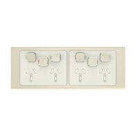 Clipsal Iconic, Styl Quad Power Point Skin with 2 extra switches, Horizontal Mount, 10A, 250V - Crowne