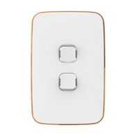 Clipsal Iconic, Essence Switch Plate Skin, 2 Gang, Vertical/Horizontal, Clip-On - Arctic White