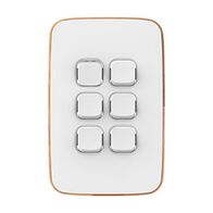 Clipsal Iconic, Essence Switch Plate Skin, 6 Gang, Vertical/Horizontal, Clip-On - Arctic White