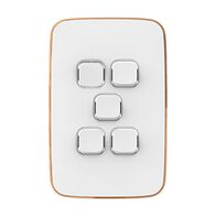 Clipsal Iconic, Essence Switch Plate Skin, 5 Gang, Vertical/Horizontal, Clip-On - Arctic White
