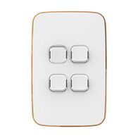 Clipsal Iconic, Essence Switch Plate Skin, 4 Gang, Vertical/Horizontal, Clip-On - Arctic White