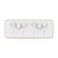 Clipsal Iconic, Essence Quad Power Point Skin with 2 extra switches, Horizontal Mount, 250V, 10A, Clip-On - Arctic White