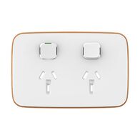 Clipsal Iconic, Essence Double Power Point Skin, Horizontal Mount, 250V, 10A, Clip-On - Arctic White