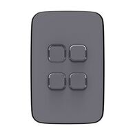 Clipsal Iconic, Essence Switch Plate Skin, 4 Gang, Vertical/Horizontal, Clip-On - Ash Grey