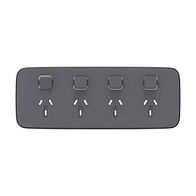 Clipsal Iconic, Essence Quad Power Point Skin, Horizontal Mount, Clip-On, 250V, 10A - Ash Grey