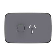 Clipsal Iconic, Essence Single Power Point Skin, Horizontal Mount, 250V, 10A, Clip-On - Ash Grey
